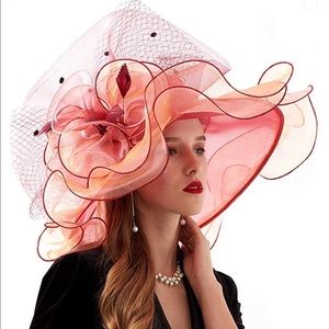 Oversized Ruffle Derby Church Wide Brim Hat